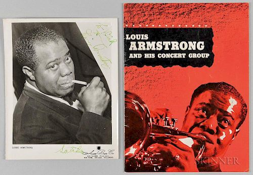 Louis Armstrong and His Concert Group Program and Autographed Photo.  Estimate $300-500