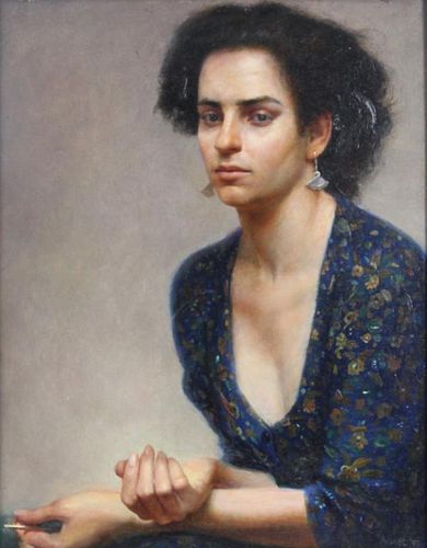 STEVEN ASSAEL "WOMAN WITH KNITTING NEEDLE" 1993