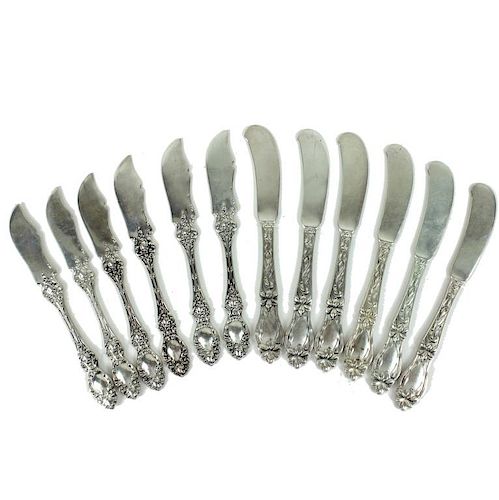 STERLING SILVER BUTTER KNIVES, 12 PCS, 10.20 OZT