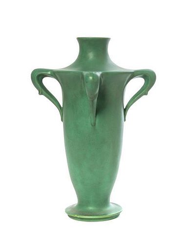 A Teco Pottery Vase, Height 13 inches.