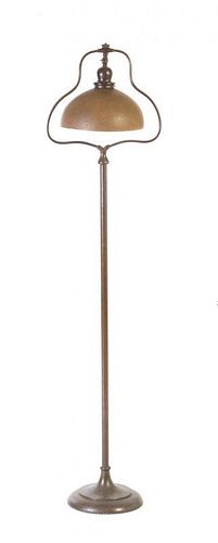 A Handel Mosserine Floor Lamp, Diameter of shade 10 x height 55 3/4 inches.