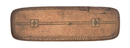 A Roycroft Hammered Copper Pen Tray, Length 8 1/2 inches.