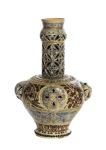 A Robert W. Martin Ceramic Vase, English (1843-1923), Height 14 3/4 inches.