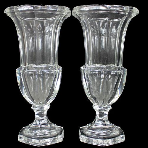 PAIR, BACARRAT CRYSTAL VASES, UNSIGNED