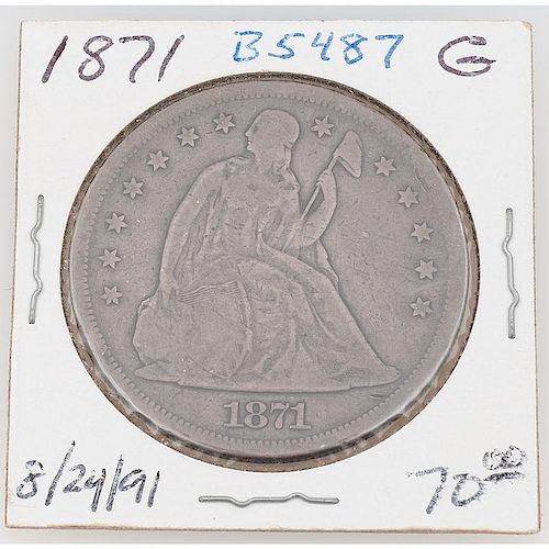 United States Liberty Seated Silver Dollar 1871