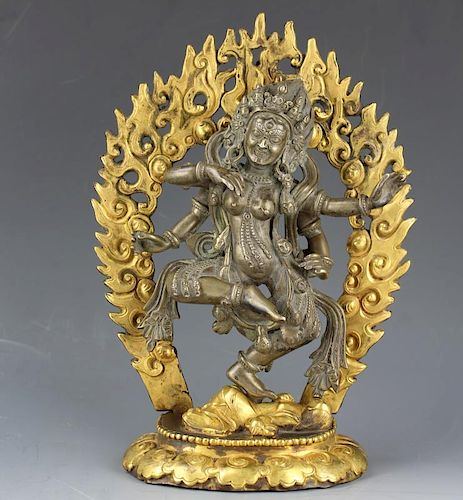 Tibetan bronze figure of 4 hands Bohisattva Guan Yin