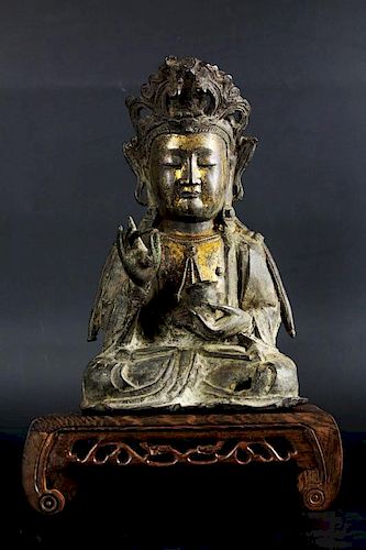 Gilt bronze Buddha Guan Yin from Ming Dynasty