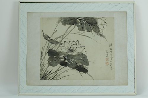 Chinese calligraphy painting of Lotus by Zhou Tang