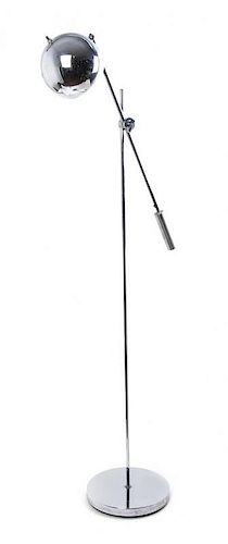An American Chromed Floor Lamp, Robert Sonneman, Height of base 52 1/2 inches.