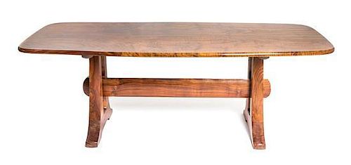 An American Walnut Dining Table, Jeffrey Dale, Height 30 x width 86 x depth 38 inches.
