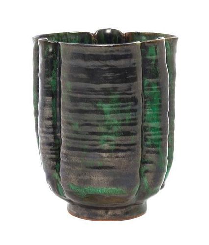 A Lucie Rie Ceramic Vase, Austrian (1902-1995), Height 6 1/4 inches.