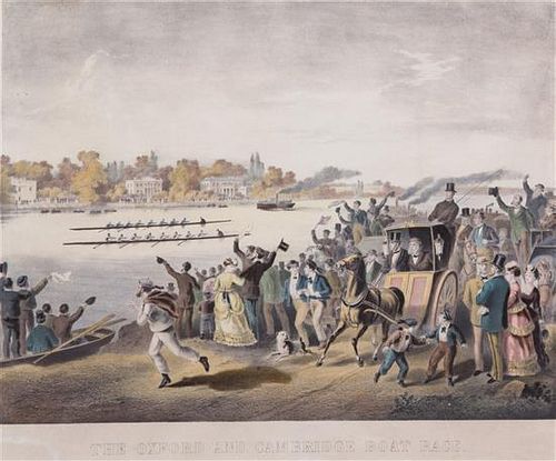 Oxford and Cambridge Boat Race Image 17 3/4 x 23 1/2 inches.