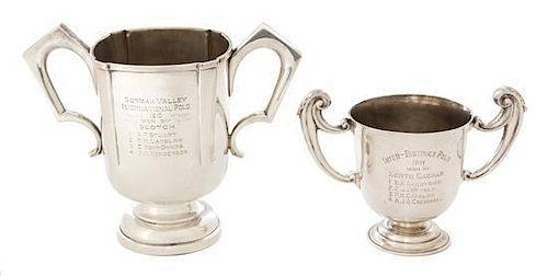 Two English Silver Two-Handle Trophy Cups, William Hutton & Sons, Birmingham, 1911 and Sheffield 1911, the first inscribed Su