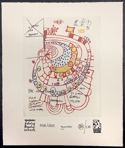 Hundertwasser, Friedensreich ,  Austrian 1928-2000,"Doodles"  ,Book #08813