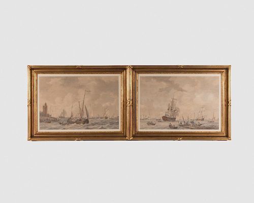 JAN CHRISTIANUS SCHOTEL, (Dutch, 1787-1838), Pair of Marine Views, watercolor