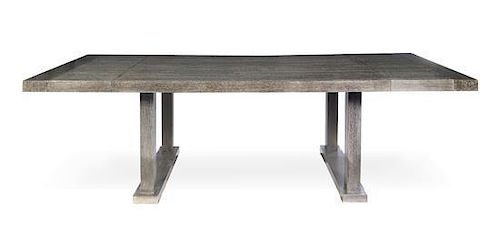 A Christian Liaigre Ebonized Oak Dinning Table, Height 29 1/4 x width 72 x depth 42 inches (closed).