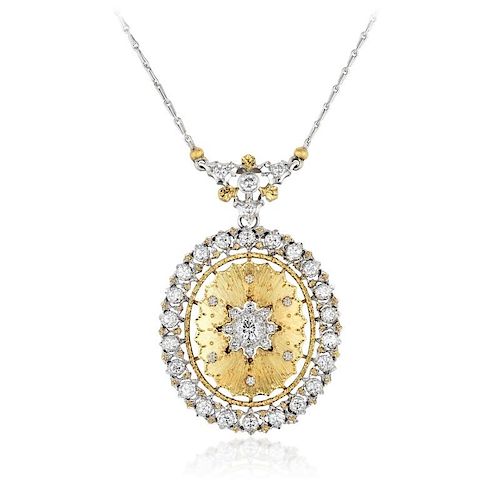 Buccellati Gold Diamond Pendant Necklace / Brooch