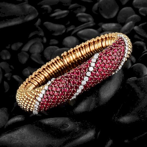 Van Cleef & Arpels 'Couscous' Ruby and Diamond Bracelet