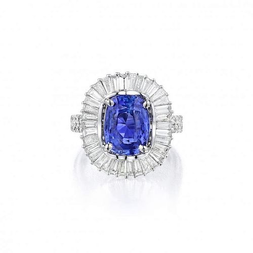A 5.03-Carat Sapphire and Diamond Ring