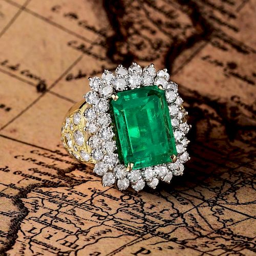 A 7.48-Carat Colombian Emerald and Diamond Ring
