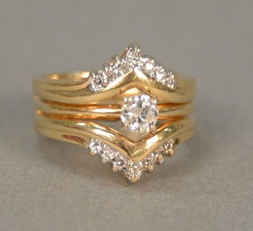 14K diamond ring with diamond insert.