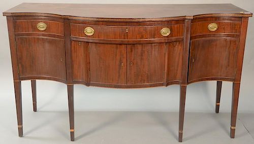 Margolis mahogany Federal style sideboard marked with hand written paper label, made for W. Kingsbury by Nathan Margolis 1919
