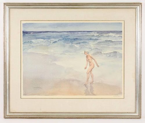 W. Russell Flint, "Waves", Color Lithograph, 1969