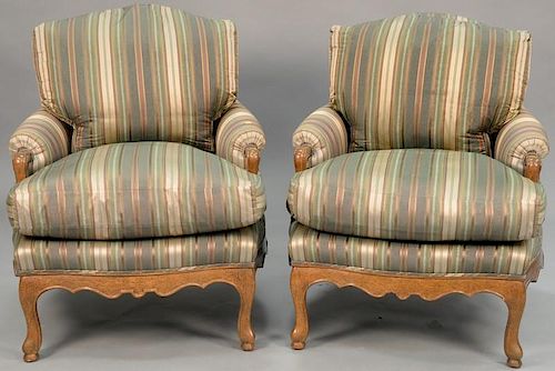 Pair of J. Robert Scott custom upholstered armchairs designed by Sally Sirkin Lewis. ht. 38 1/2in.