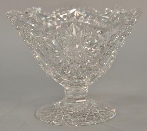 Cut glass compote on round footed base. ht. 6 1/2in., dia. 8in.