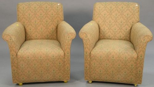 Pair of upholstered Swaim easy chairs.