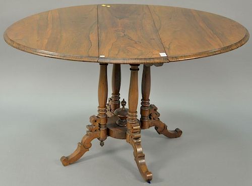 Rosewood Victorian drop leaf table, 19th century. ht. 27 1/2in. opens to 47 1/2in.