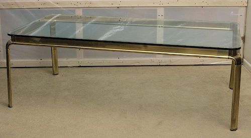 LARGE BRASS AND GLASS DINING TABLE FOR WIDDICOMB