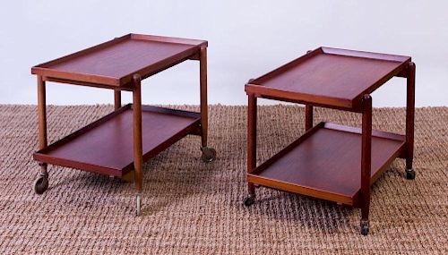 TWO POUL HUNDEVAD TEAK TWO-TIERED END TABLES