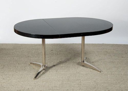 CHROME AND EBONIZED EXTENSION DINING TABLE