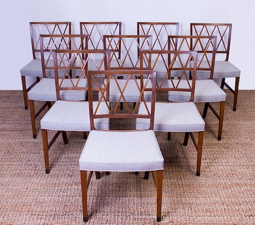 SET OF TEN OLE WANSCHER BIRCH SIDE CHAIRS FOR ILLUMS BOLINGHUS