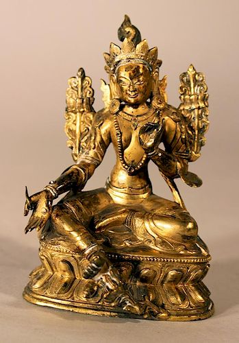 Bronze sculpture of Green Tara