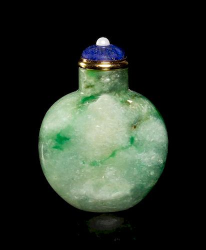 A Jadeite Snuff Bottle, Height 2 1/8 inches.