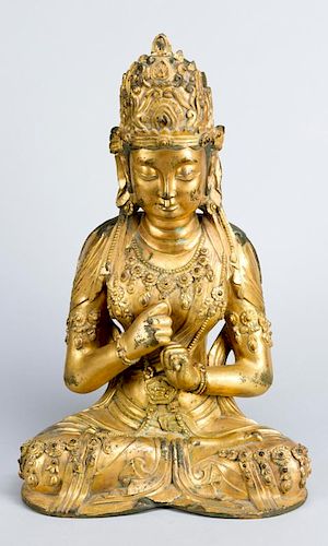 Late Ming bronze sculpture of Guanyin