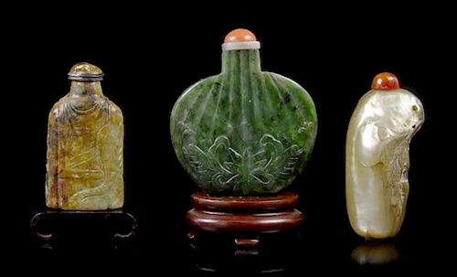 * A Group of Six Snuff Bottles, Height of tallest 2 3/4 inches.