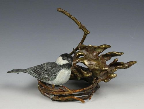 Austrian cold painted Bronze "Bird on Nest"