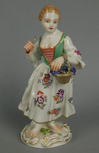 Meissen Kaendler Figurine "Girl With Knife And Basket"