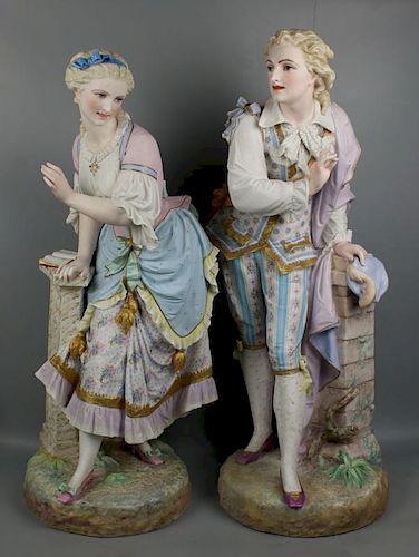 Huge 29" Vion & Baury pair of figurines "Lady & Gentleman"