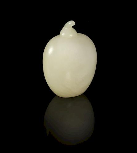 A Pebble Form White Hardstone Snuff Bottle, Height 2 3/4 inches.