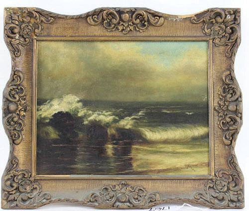 ANTIQUE OIL PAINTING ON BOARD, SIGNED T.MORAN