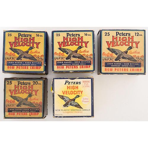 Lot of Five Peters Shotshell Boxes