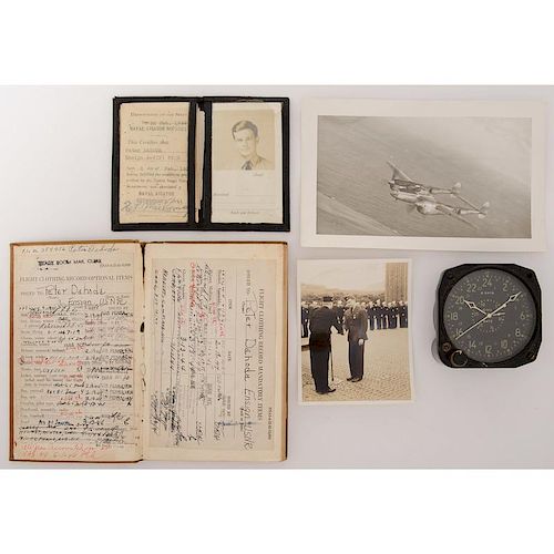 Extensive World War II Archive Identified to Naval Aviator Peter Dahoda & Brother, Joseph, US Army, Incl. Photo Albums, Log B