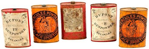Five Gun Powder Tins, From the Estate of Clem Caldwell