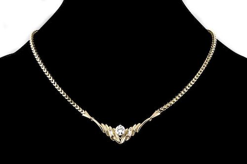 Italian 14k Gold & Diamond Necklace