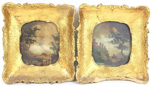 2) TWO ANTIQUE PAINTINGS