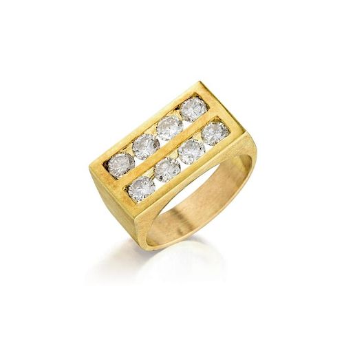 A 14K Gold Diamond Gentleman's Ring